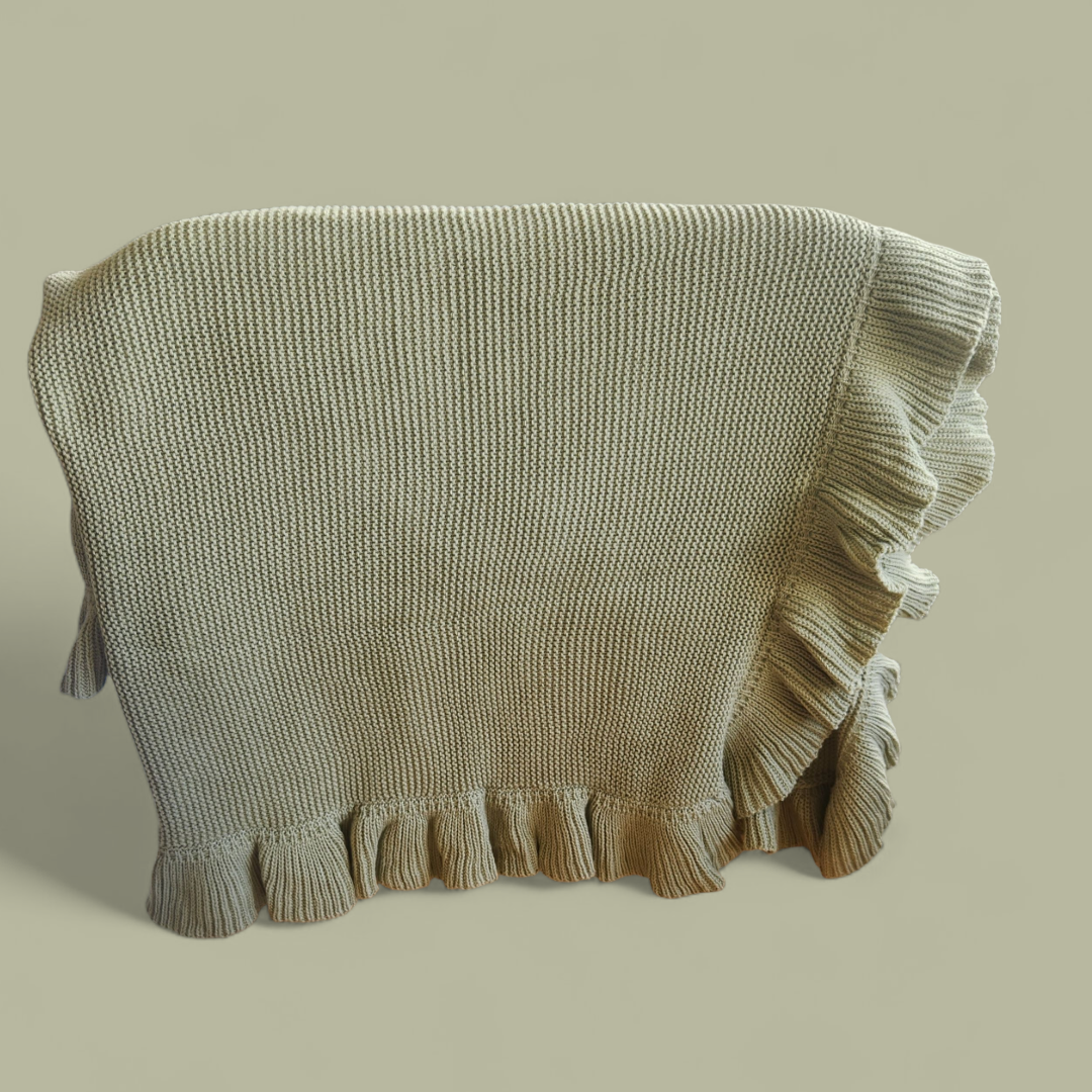 Baby ruffle blanket -Fern